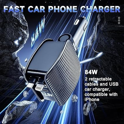 Retractable Car Charger 84W 2 In 1 Smart Charger